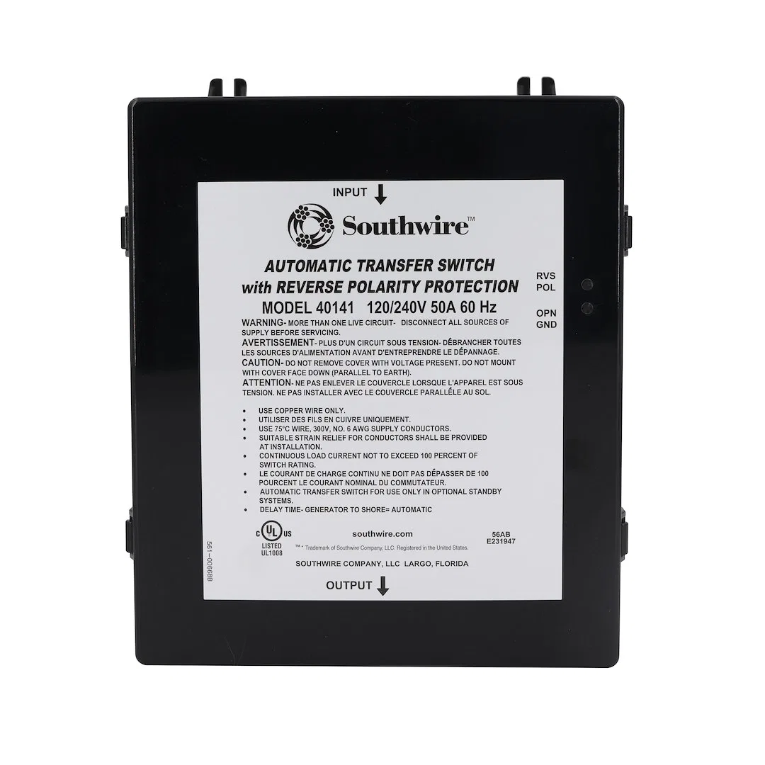 40141-001 – SOUTHWIRE Power Transfer Switch, Transfer Power Between Shore And RV Generator Automatic 120/ 240 Volt 50...